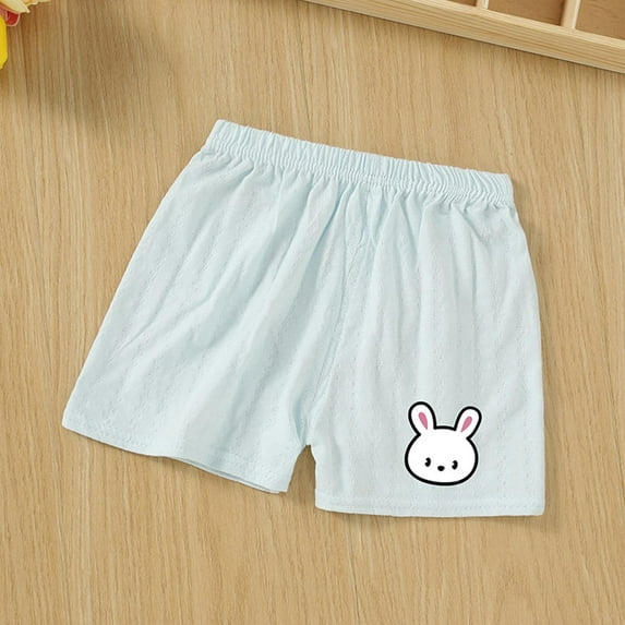 Cethrio Kids Girls Summer Shorts, Cotton Soft Elastic Waist Printed Athletic Shorts Blue Size 6-12 Months