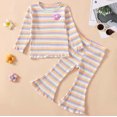 thumbnail image 1 of Cethrio Baby Girls Tops and Pants Set, 2 Piece Casual Stripe 2024 Outfit Sets Yellow Size 6-9 Months, 1 of 4