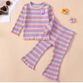 thumbnail image 1 of Cethrio Baby Girls Tops and Pants Set, 2 Piece Stripe Casual 2024 Outfit Sets Purple Size 12-18 Months, 1 of 5
