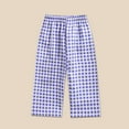 thumbnail image 1 of Cethrio Kids Girls Wide Leg Pants, Cotton Athletic Casual Plaid Summer Pants Light Blue Size 9-12 Months, 1 of 3