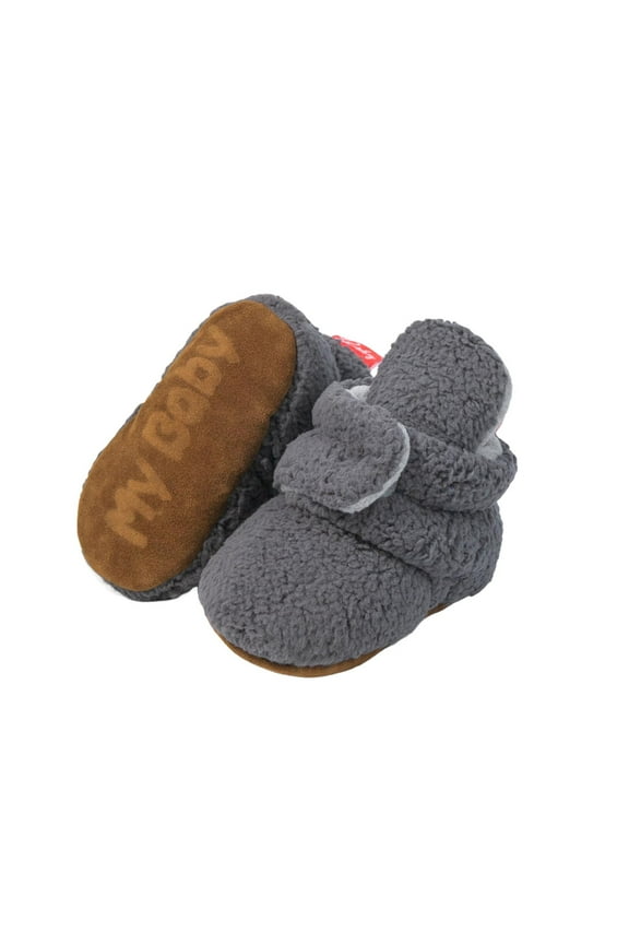 Kids Girls Winter Shoes, Breathable Cotton Thermal Non-slip Walker Shoes Dark Gray Size 12-18 Months