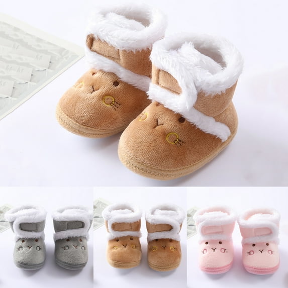 Cethrio Baby Walking Shoes 0-18 Months on Clearance Gray Boys Girls Winter Warm Toddler Shoes Size 12-18 Months