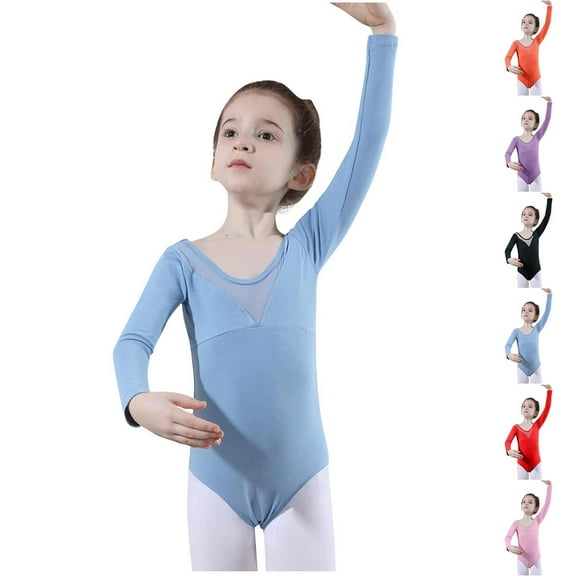 Cethrio Ballet Leotards for Girls, Short Sleeve Stretch Dancing Gymnastics Leotards Light Blue Size 10-12 T