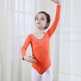 thumbnail image 1 of Cethrio Ballet Leotards for Kids Girls, Short Sleeve Dancing Stretch Gymnastics Leotards Orange Size 5-6 T, 1 of 5