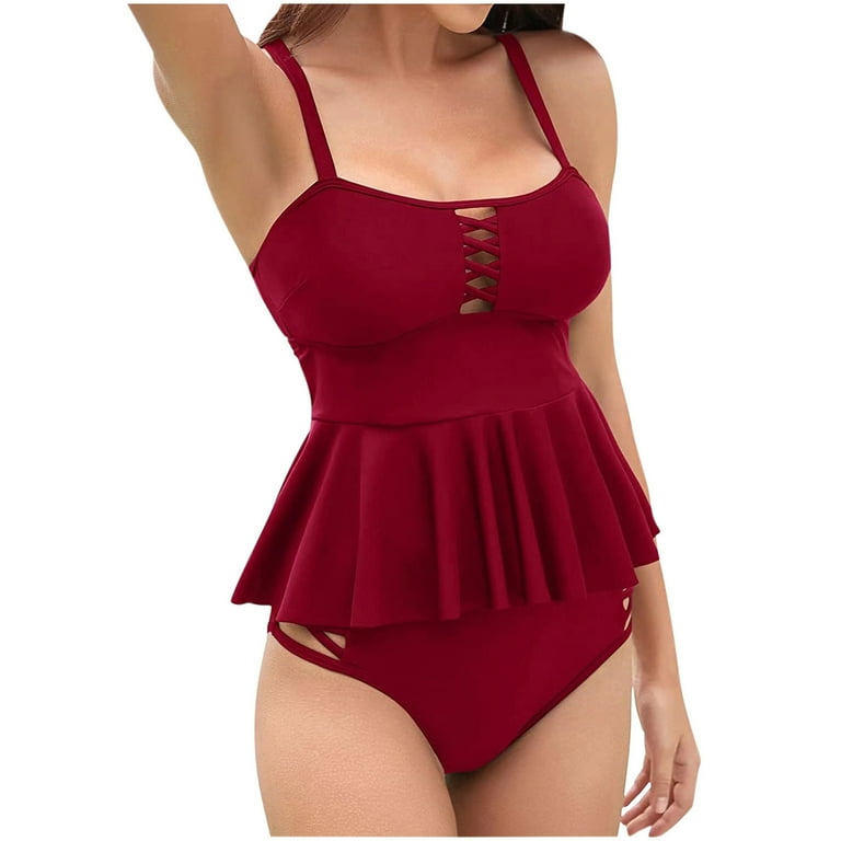Cethrio Bathing Suit Women Swimsuits Sexy Solid with Chest Pad