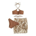 thumbnail image 1 of Cethrio Bathing Suit for Women-Swimsuits Fashion Sexy Solid and Print Split Set Swimwear Coffee, 1 of 6
