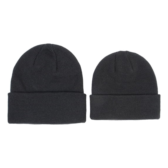 Cethrio Beanies Hats for Kids, Cotton Stretchy Thermal Warm Winter Hats Black Size 0-2 T
