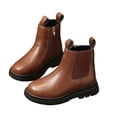 thumbnail image 1 of Cethrio Big Girls Ankle Boots, Warm Winter Non-slip Zip up Girls Booties Brown Size 1(Big Kids), 1 of 7
