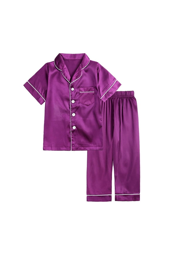 Big Girls Pajama Sets, 2 Piece Comfy Soft Summer Fall Sleepwear Purple Size 7-8 T
