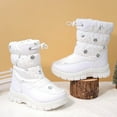 thumbnail image 1 of Cethrio Big Girls Snow Boots, Mid Calf Non-slip Warm Skiing Winter Shoes White Size 2(Big Kids), 1 of 4