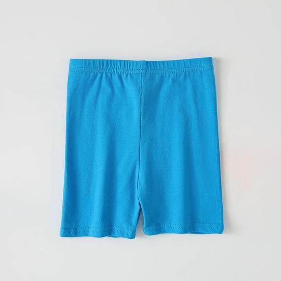 Cethrio Bike Shorts for Girls, Cotton Athletic Summer Dancewear Short Leggings Light Blue Size 3-4 T