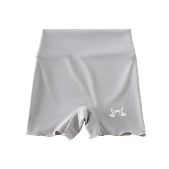 Cethrio Bike Shorts for Girls, Solid Color Athletic Elastic Waist Stretch Short Leggings Gray Size 9-10 T