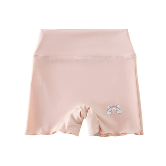 Cethrio Bike Shorts for Girls, Stretch Solid Color Elastic Waist Athletic Short Leggings Pink Size 5-6 T