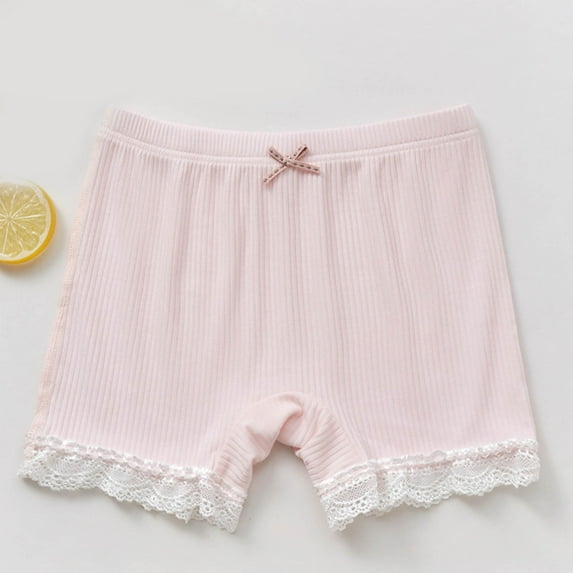 Cethrio Bike Shorts for Kids Girls, 2025 Stretch Elastic Waist Cotton Girls Underwear Pink Size 6-7 T