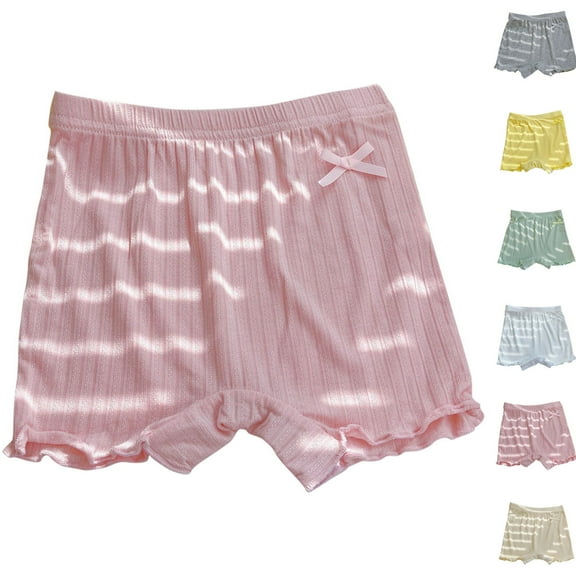 Cethrio Bike Shorts for Kids Girls, Elastic Waist Casual Stretch Cotton Girls Underwear Pink Size 6 T