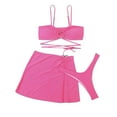 thumbnail image 1 of Cethrio Bikini Swimsuits for Women, Quick Dry 3 Piece Swimsuits Bathing Suits Hot Pink Size XL, 1 of 5