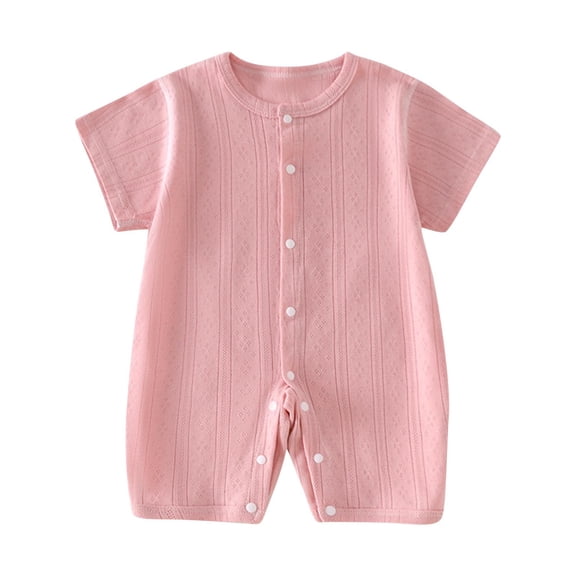 Cethrio Bodysuits for Kids Girls Boys, Summer Short Sleeve One-Piece Cotton Clothing Pink Size 0-3 Months