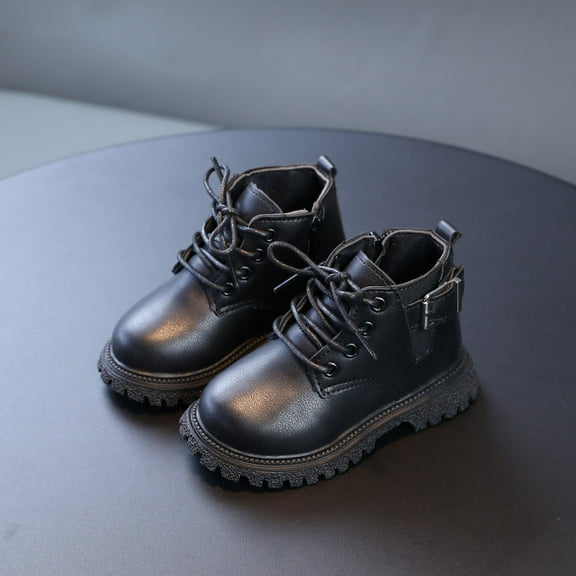 Wavsuf Boots for Toddler Girls Winter Casual Warm Black Boots Size 23