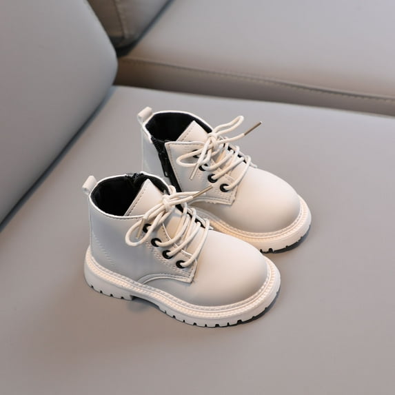 Wavsuf Boots for Toddler Girls and Boys Casual Winter Anti-slip Soft Bottom Beige Boots Size 3-4 Years