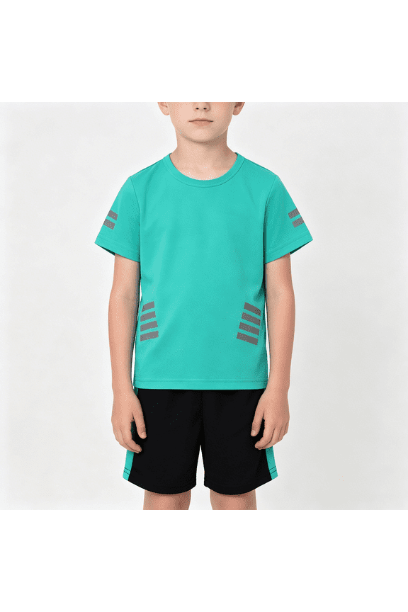 Boys Activewear Outfit Sets, 2 Piece Summer Quick-dry Football Boys' Clothing Sets Green Size 10-12