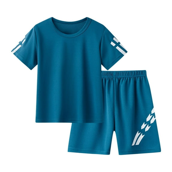 Cethrio Boys Activewear Outfit Sets, Sports 2 Piece Summer Quick-dry Boys' Clothing Sets Blue Size 8