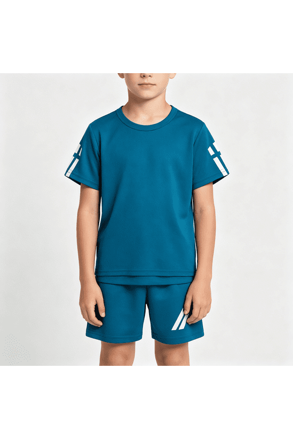 Boys Activewear Outfit Sets, Summer Sports 2 Piece Quick-dry Boys' Clothing Sets Blue Size 7-8