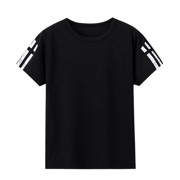 Cethrio Boys Activewear T-shirts, Short Sleeve Casual Summer Quick-drying Athletic Tops Black Size 10-12