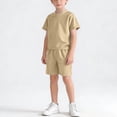 thumbnail image 1 of Cethrio Boys Athletic Outfit Sets, Short Sleeve Casual Quick-drying 2 Piece T Shirts with Shorts Coffee Size 10-12, 1 of 6