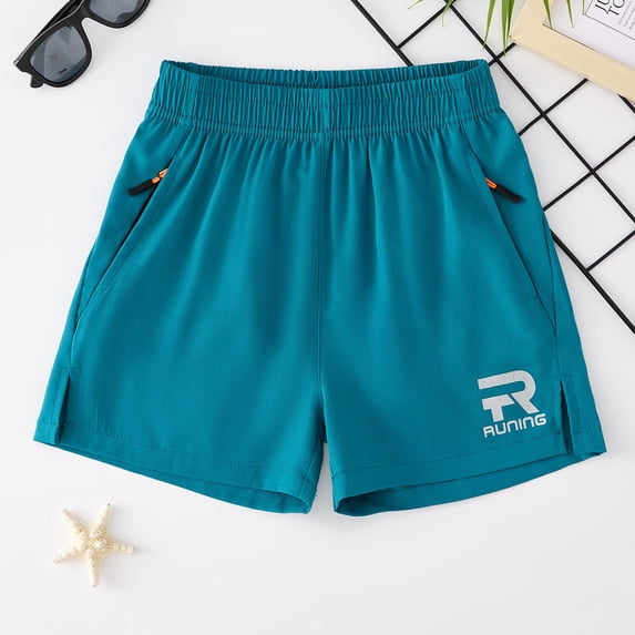 Cethrio Boys Athletic Shorts, Relaxed Fit Casual Summer Elastic Waist Running Shorts Army Green Size 14-16