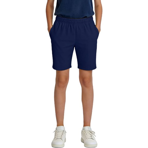 Cethrio Boys Athletic Shorts, Summer Elastic Waist Above the Knee Casual Activewear Shorts Blue Size 6
