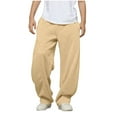 thumbnail image 1 of Cethrio Boys Athletic Sweatpants, Open Bottom Drawstring Casual Relaxed Fit Straight Leg Pants Khaki Size 6, 1 of 5