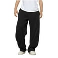 thumbnail image 1 of Cethrio Boys Athletic Sweatpants Size 14-16, Open Bottom Casual Relaxed Fit Drawstring Straight Leg Pants Black, 1 of 5