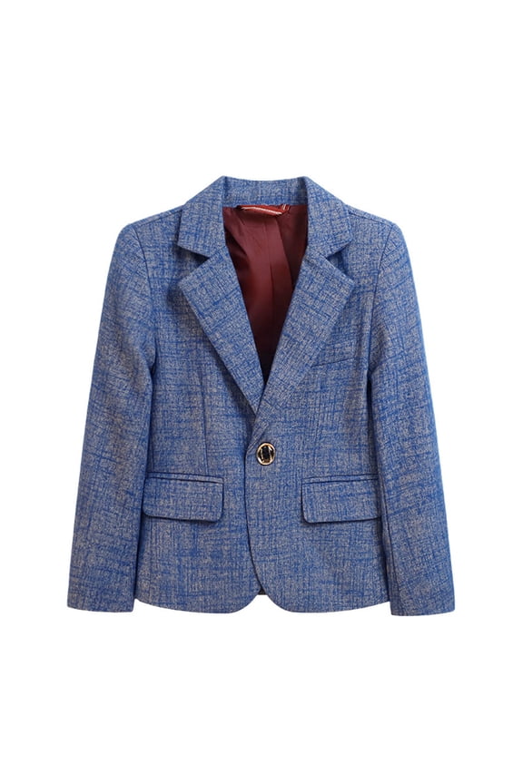 Boys Blazer Jackets, Lapel Long Sleeve Buttons School Uniform Fall Outerwear Gray Size 7-8