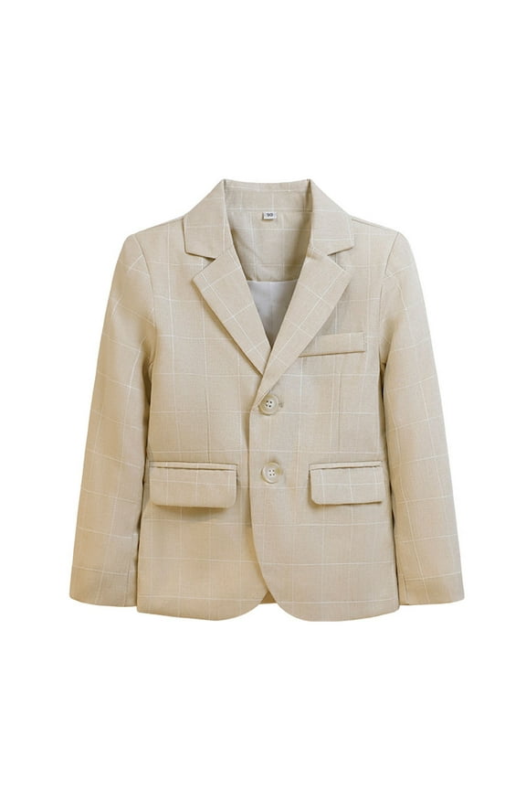 Boys Blazer Jackets, Long Sleeve Formal Lapel School Uniform Outerwear with Pockets Khaki Size 12