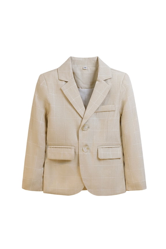 Boys Blazer Jackets, School Uniform Formal Lapel Long Sleeve Outerwear with Pockets Khaki Size 8