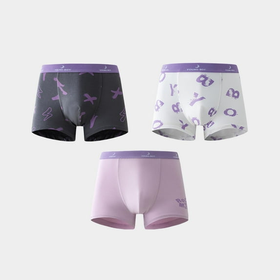 Cethrio Boys Boxer Briefs, 3 Pack Summer Breathable Comfortable Boys' Underwear White Size 12