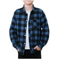 thumbnail image 1 of Cethrio Boys Button Down Shirts, Casual Lapel Collar Long Sleeve Classic Boys Plaid Shirts Blue Size 8-9 T, 1 of 8