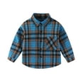 thumbnail image 1 of Cethrio Boys' Button Down Shirts, Collared Cotton Casual Plaid Long Sleeve Shirts Navy Size 7, 1 of 2