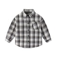 thumbnail image 1 of Cethrio Boys' Button Down Shirts, Collared Plaid Casual Cotton Long Sleeve Shirts Gray Size 6, 1 of 2