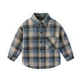 thumbnail image 1 of Cethrio Boys' Button Down Shirts, Collared Plaid Cotton Casual Long Sleeve Shirts Sky Blue Size 4-10T, 1 of 2