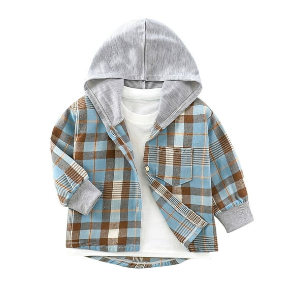 Cethrio Boys' Button Down Shirts, Cotton 2025 Hooded Plaid Long Sleeve Shirts Multicolor Size 12