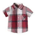 thumbnail image 1 of Cethrio Boys Button Down Shirts, Cotton Short Sleeve Turn-down Collar Summer Clothes Red Size 5T, 1 of 2