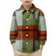 thumbnail image 1 of Cethrio Boys' Button Down Shirts, Plaid Fall Casual Collared Long Sleeve Shirts Army Green Size 6, 1 of 5