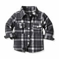 thumbnail image 1 of Cethrio Boys Button Down Shirts, Plaid Long Sleeve Cotton Fall Winter Tops Black Size 3-6 M, 1 of 9