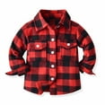 thumbnail image 1 of Cethrio Boys Button Down Shirts, Plaid Long Sleeve Cotton Spring Fall Tops Red Size 12-18 M, 1 of 8