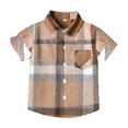 thumbnail image 1 of Cethrio Boys Button Down Shirts, Short Sleeve Turn-down Collar Cotton Summer Clothes Khaki Size 9-12Months, 1 of 2