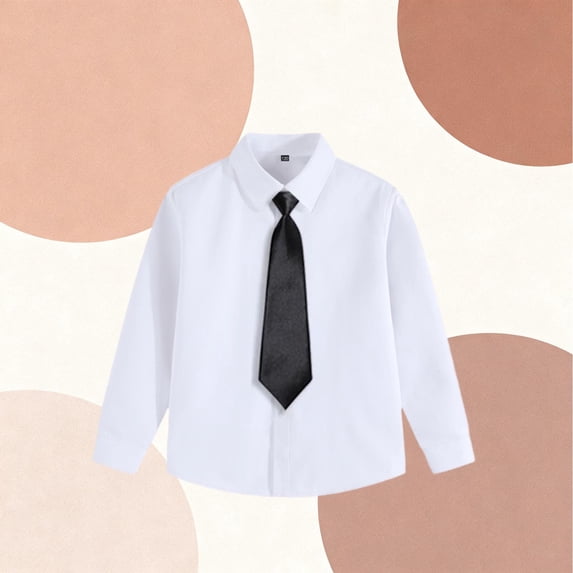 Cethrio Boys' Button Down Shirts, Spring Long Sleeve Collared Casual School Uniform Shirts Black Size 10-12