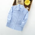 thumbnail image 1 of Cethrio Boys Button Down Shirts, Turn-down Collar Cotton Long Sleeve Casual Tops Blue Size 3-4 T, 1 of 3