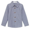 thumbnail image 1 of Cethrio Boys Button Down Shirts, Turn-down Collar Long Sleeve Cotton Casual Tops Blue Size 7 T, 1 of 5