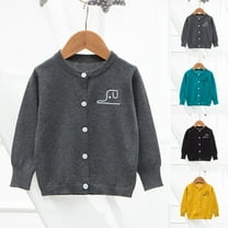 Cethrio Boys' Cardigans with Button, Knitting Cotton Casual Long Sleeve Lightweight Boys Sweaters Gray Size 8